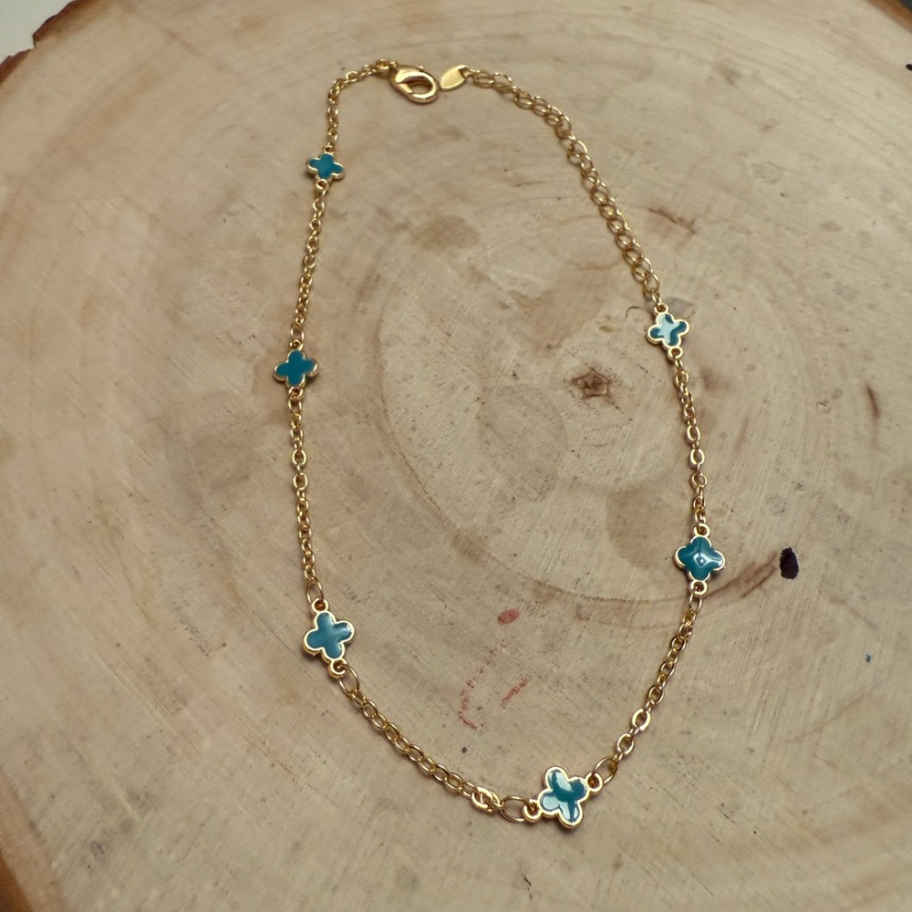 Gold plated Clover anklet 11”